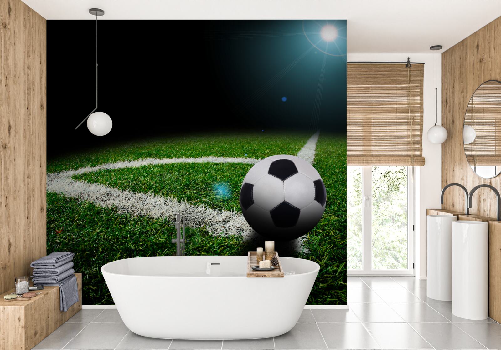 Fototapet fotbal pe gazon