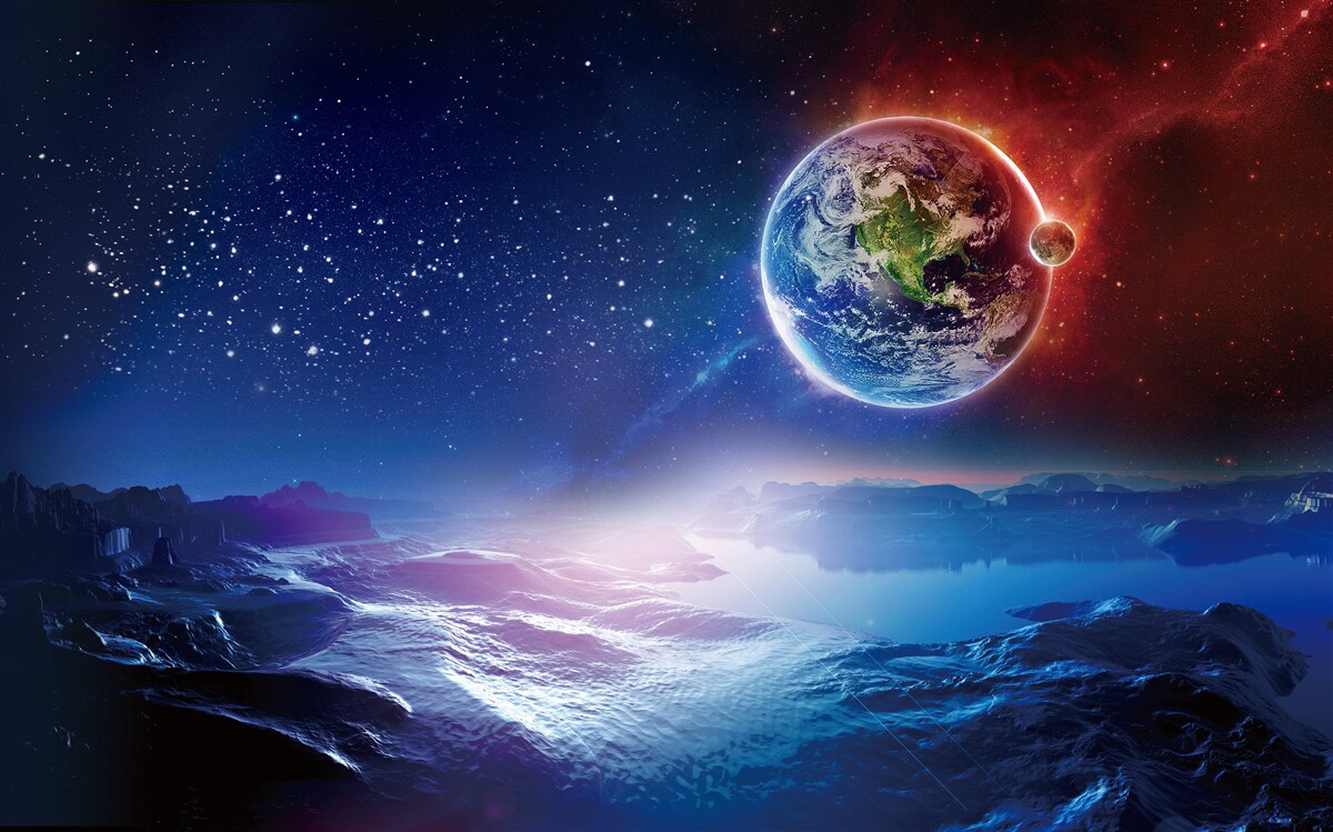 Fototapet vedere a Pământului de pe altă planetă