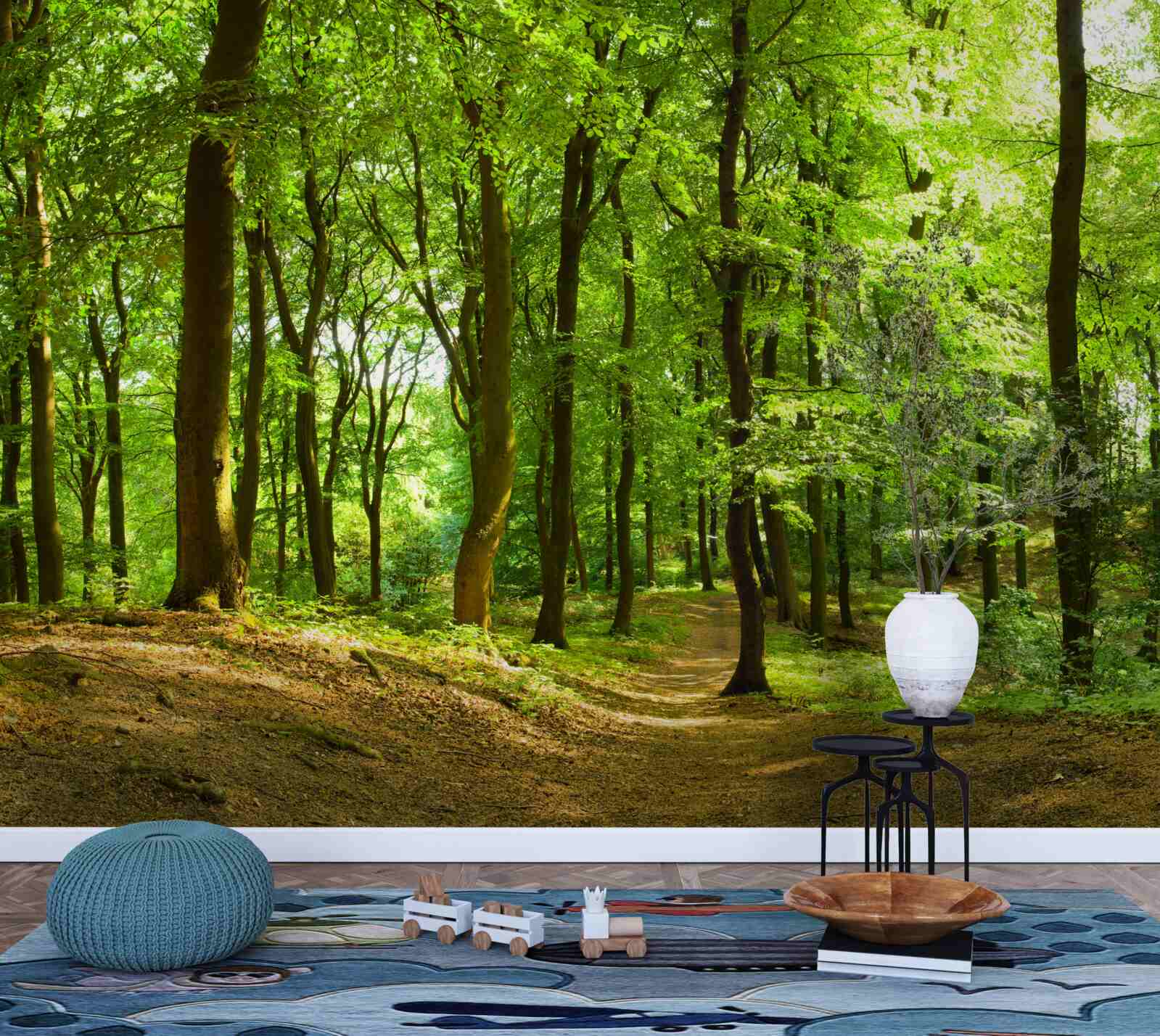 Fototapet gazon într-o pădure densă de smarald