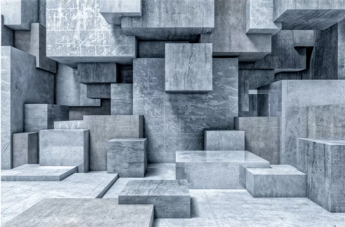 Fototapet cuburi gri tridimensionale