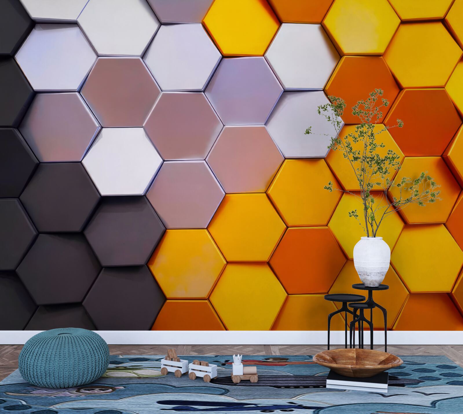 Fototapet forme hexagonale multicolore