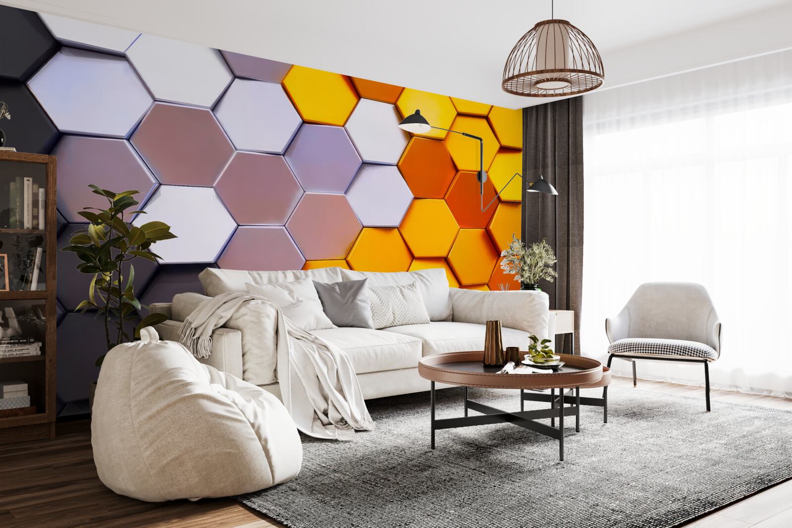 Fototapet forme hexagonale multicolore