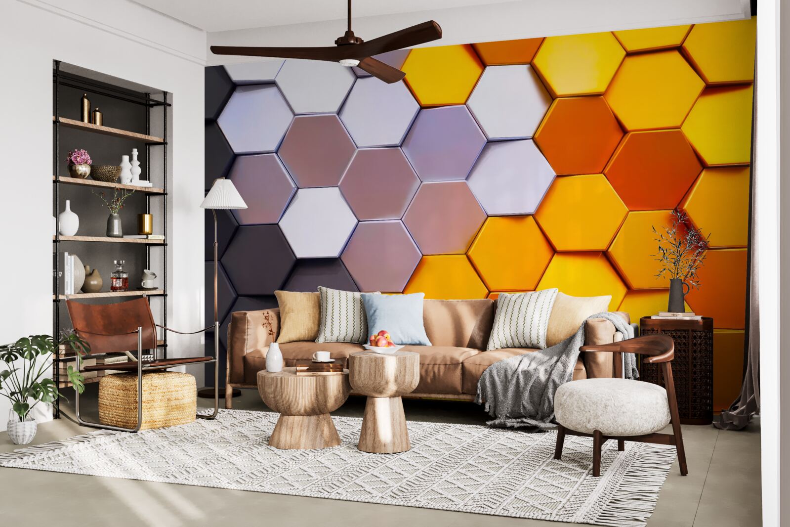 Fototapet forme hexagonale multicolore