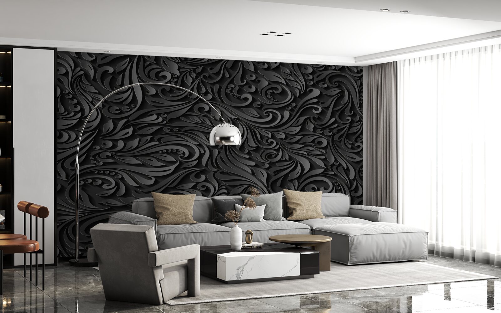 Fototapet bucle negre de diferite forme