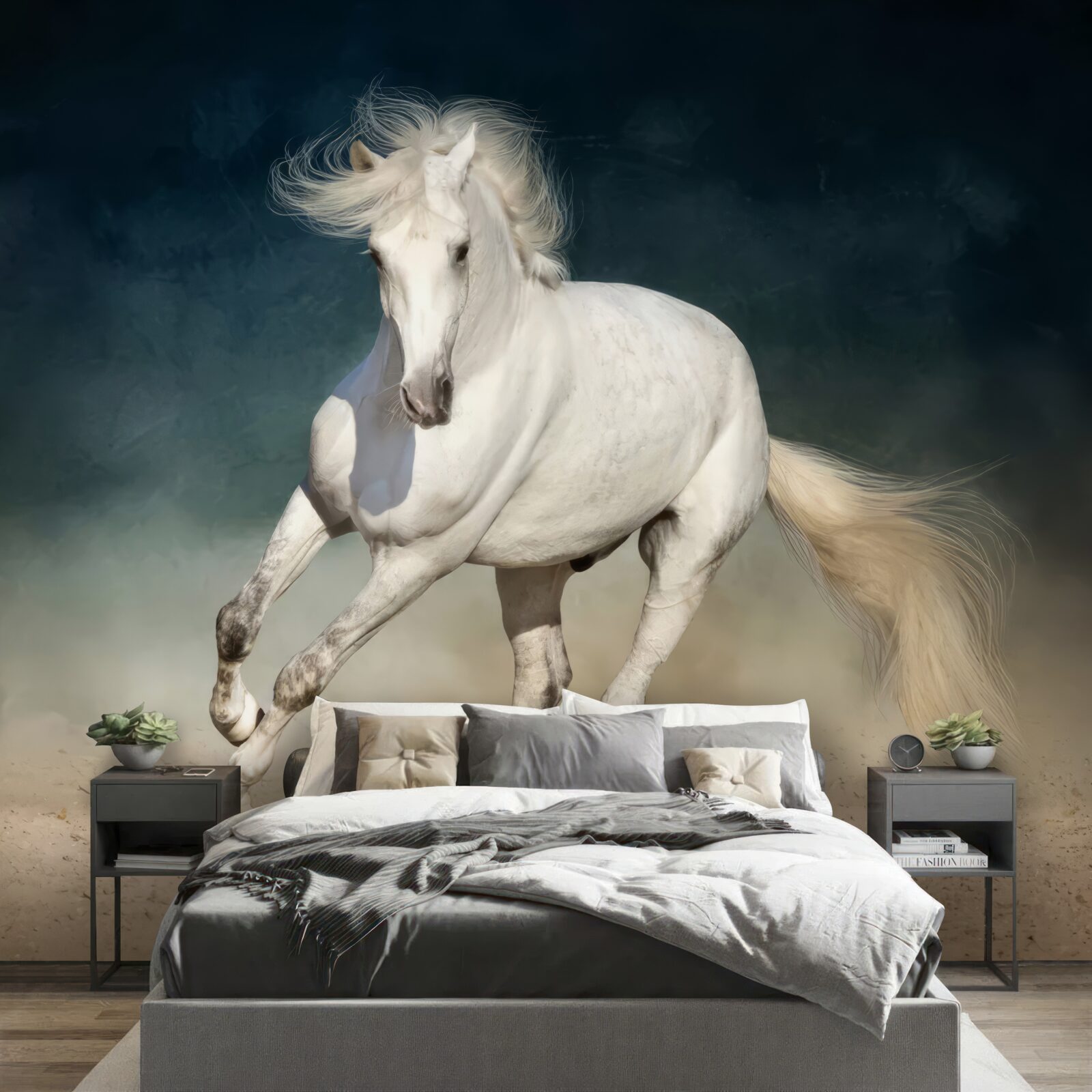 Fototapet White Horse Run