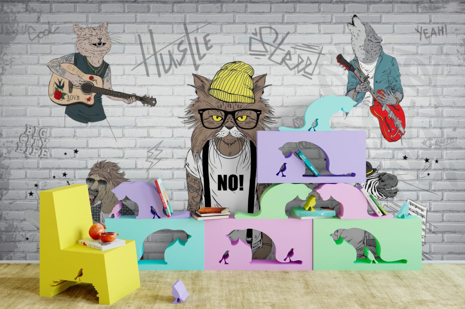 Fototapet animale reprezentate ca muzicieni