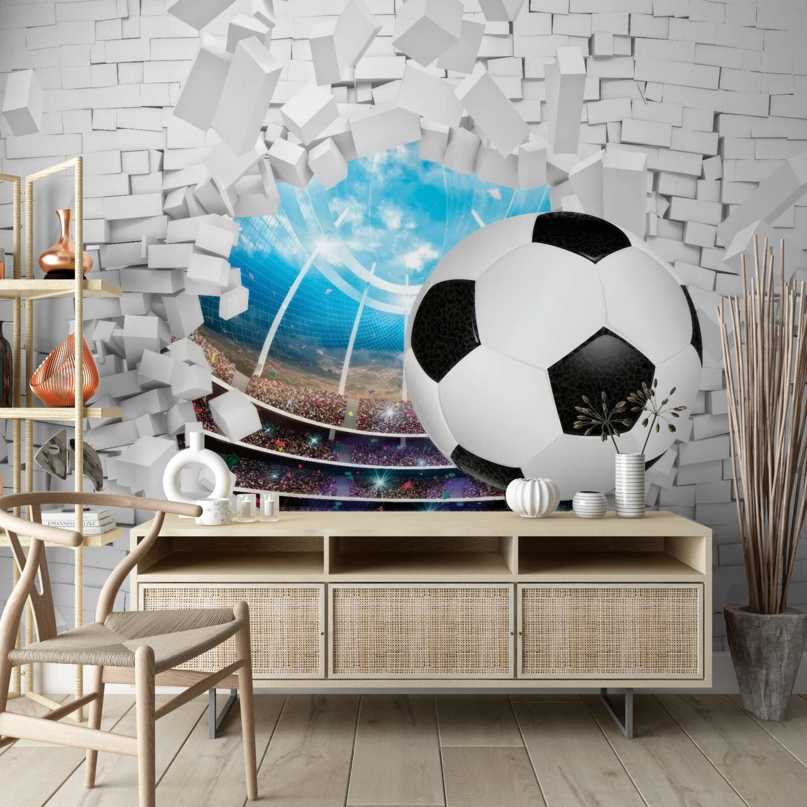 Fototapet teren de fotbal și minge