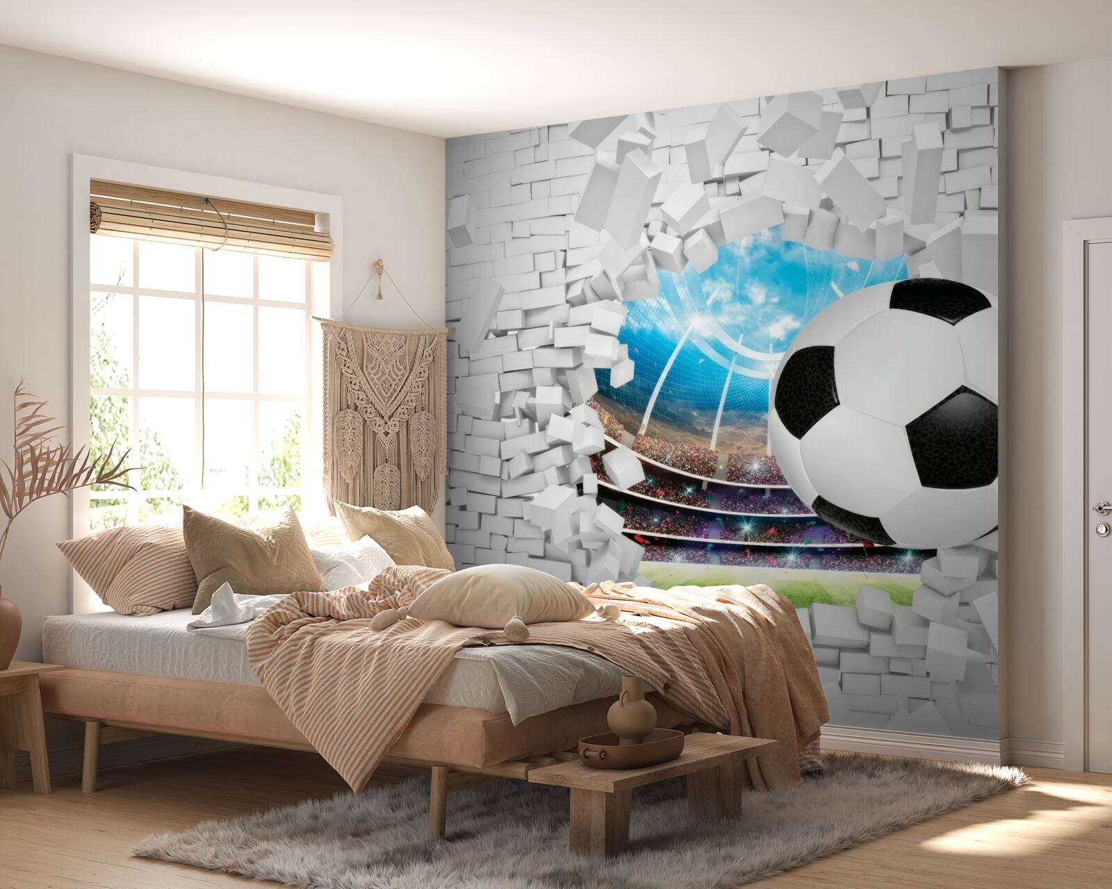 Fototapet teren de fotbal și minge