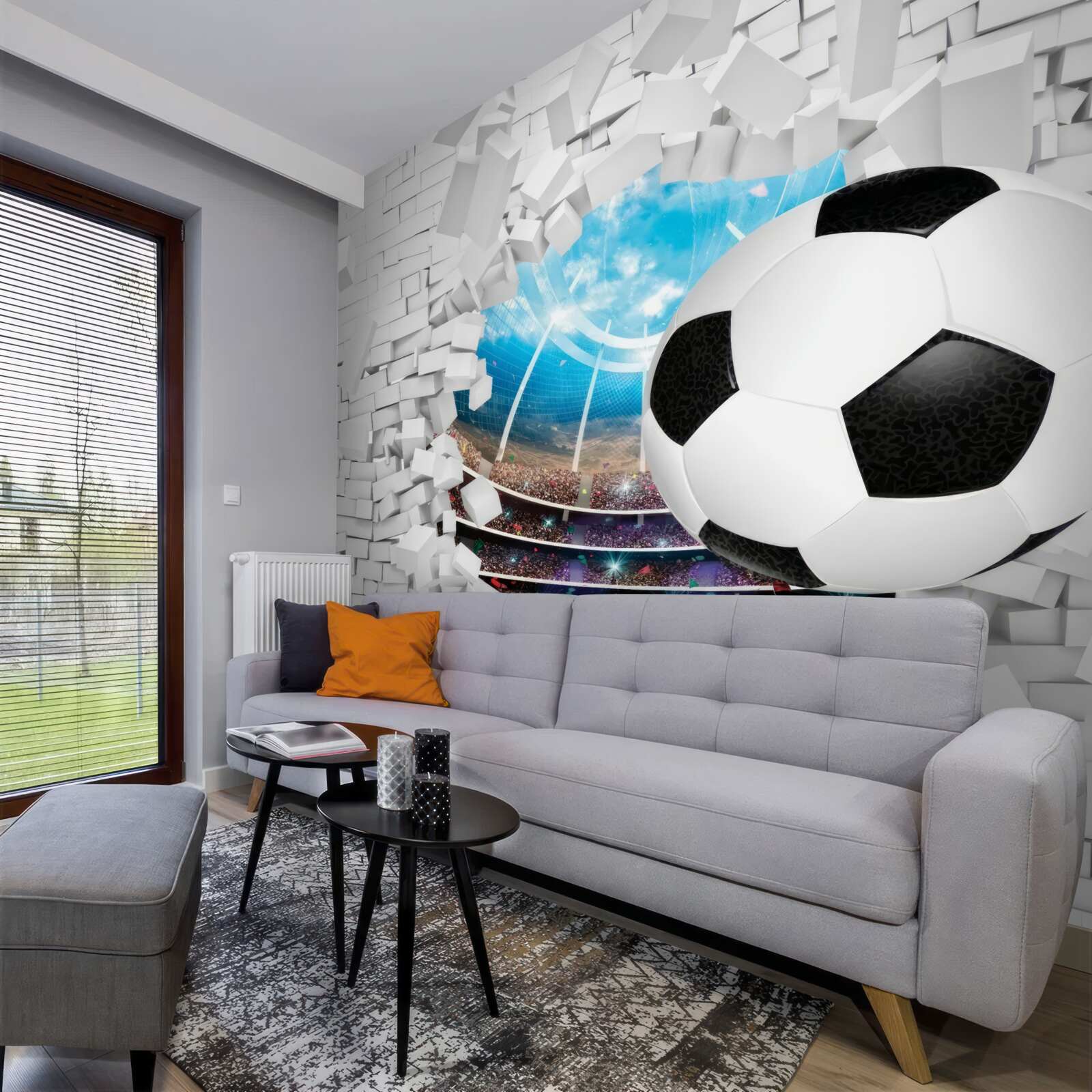 Fototapet teren de fotbal și minge