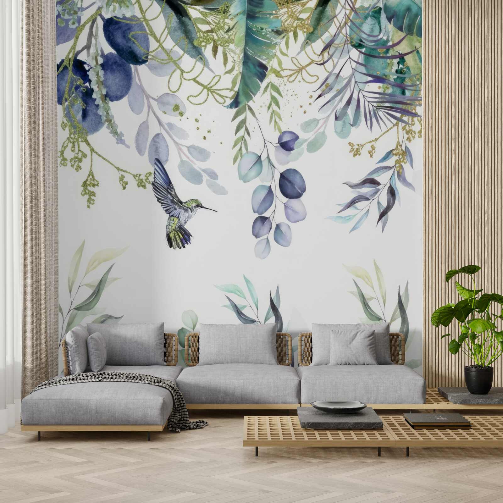Fototapet plantele sunt înconjurate de colibri