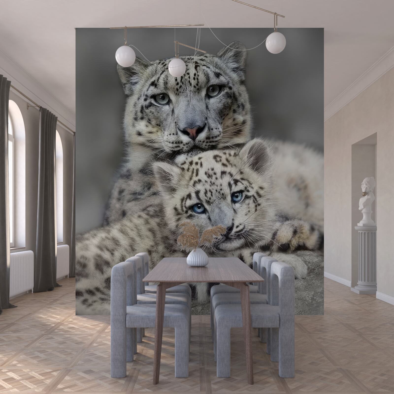 Fototapet leopard cu puiul său