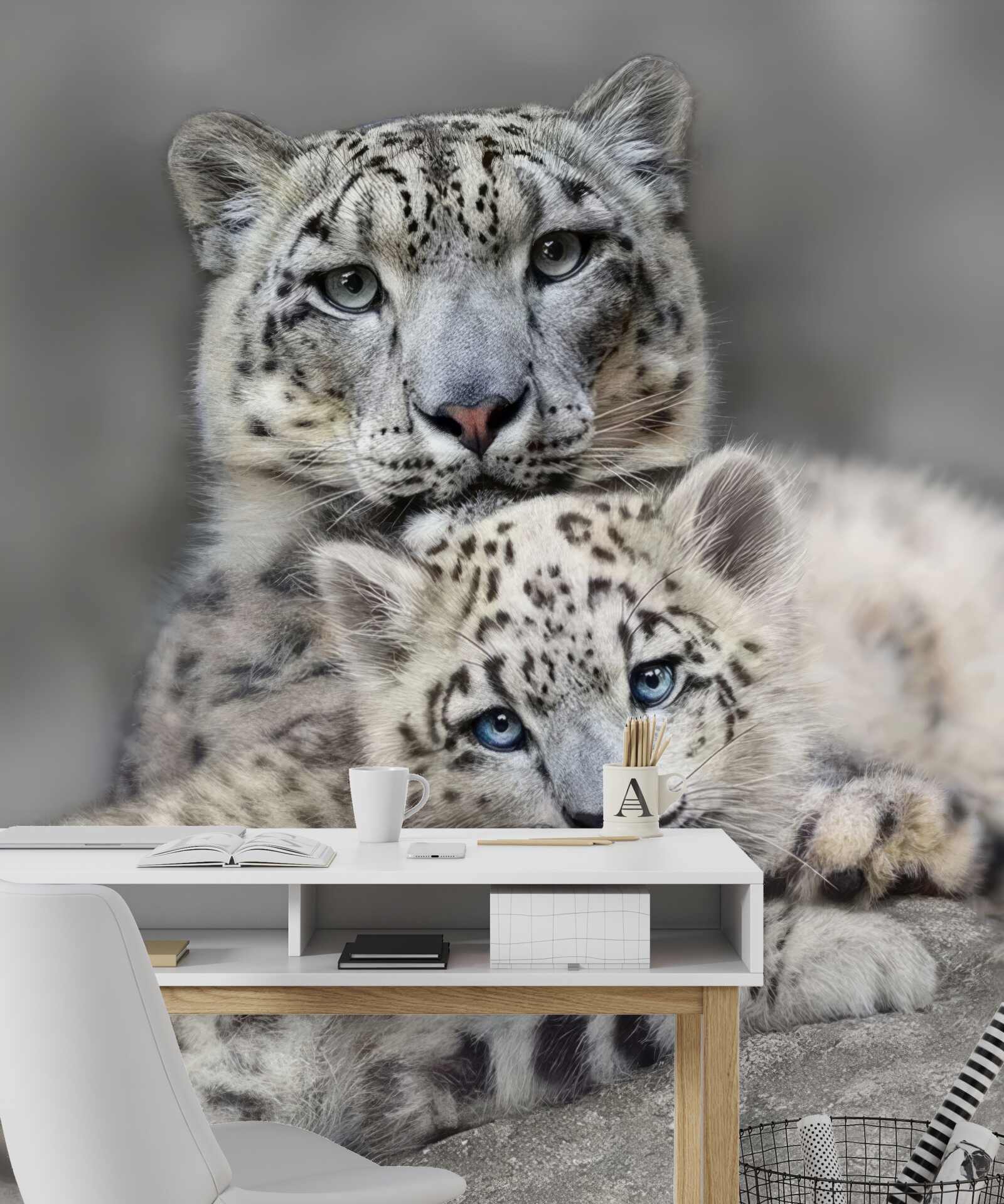 Fototapet leopard cu puiul său