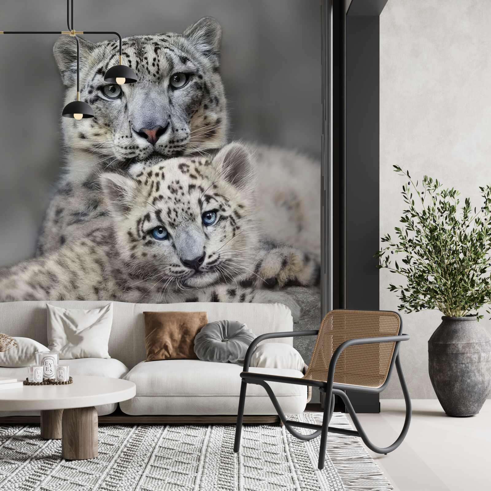 Fototapet leopard cu puiul său