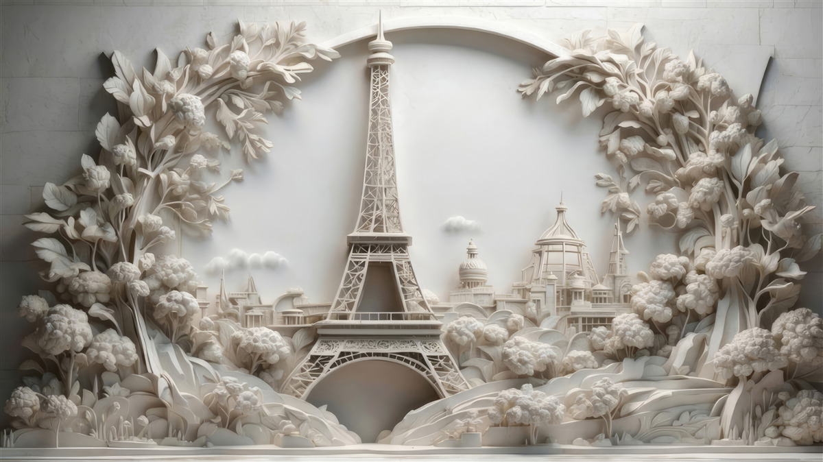 Fototapet turnul eiffel învelit în vegetație