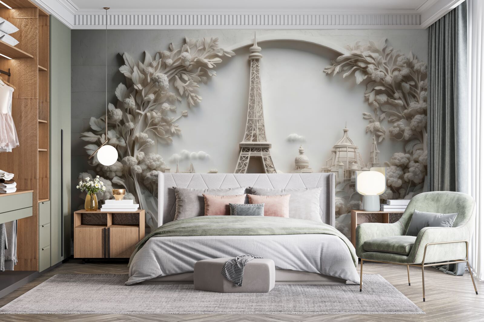 Fototapet turnul eiffel învelit în vegetație