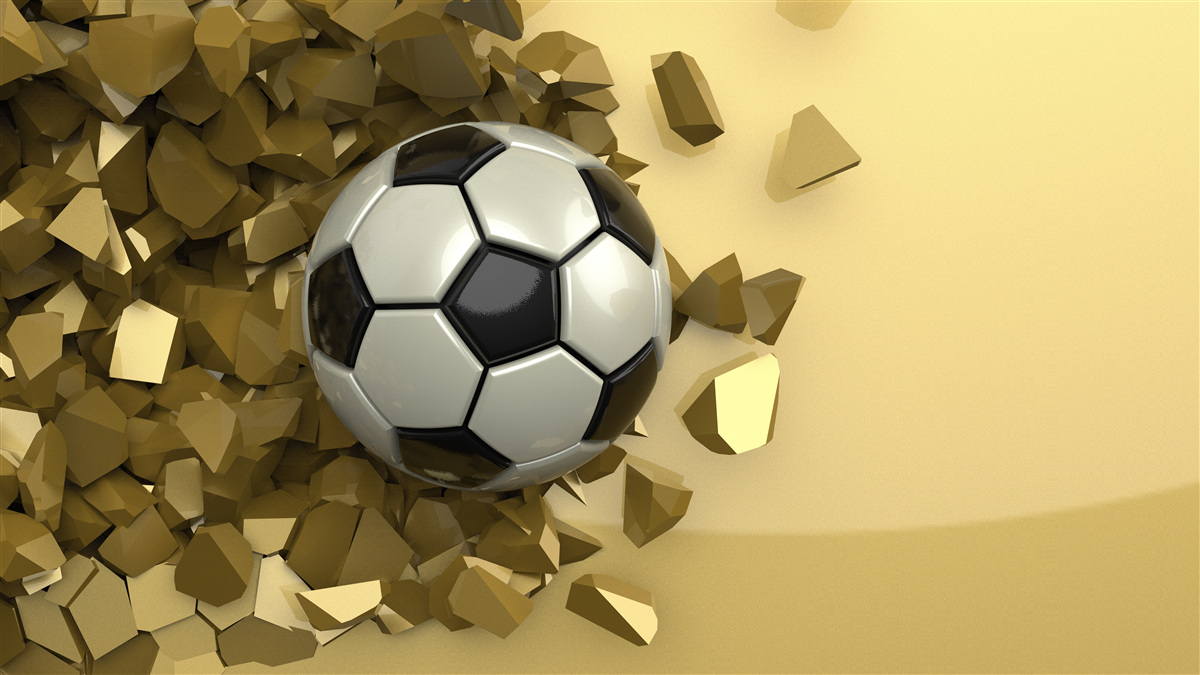 Fototapet obiecte 3d și fotbal