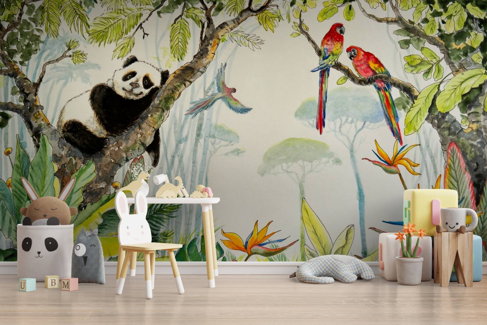 Fototapet panda se relaxează pe ramurile unui copac