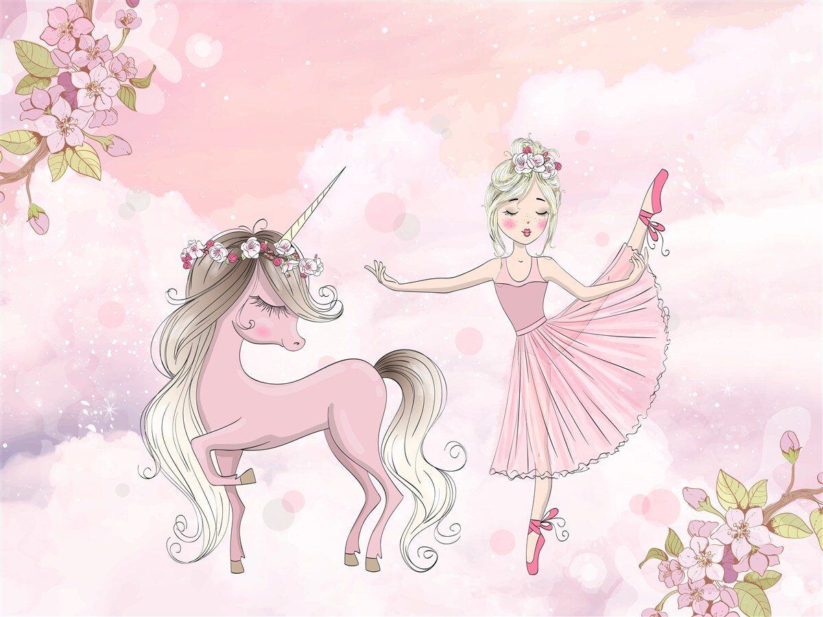 Fototapet unicornul dansează cu o zână