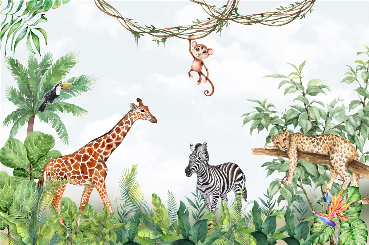 Fototapet animalele din regiunile tropicale iau o pauză
