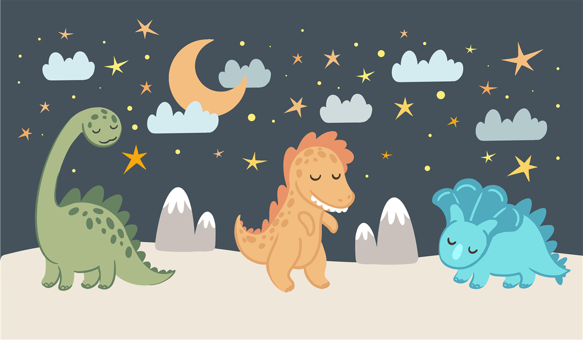 Fototapet dinozaurii merg la culcare