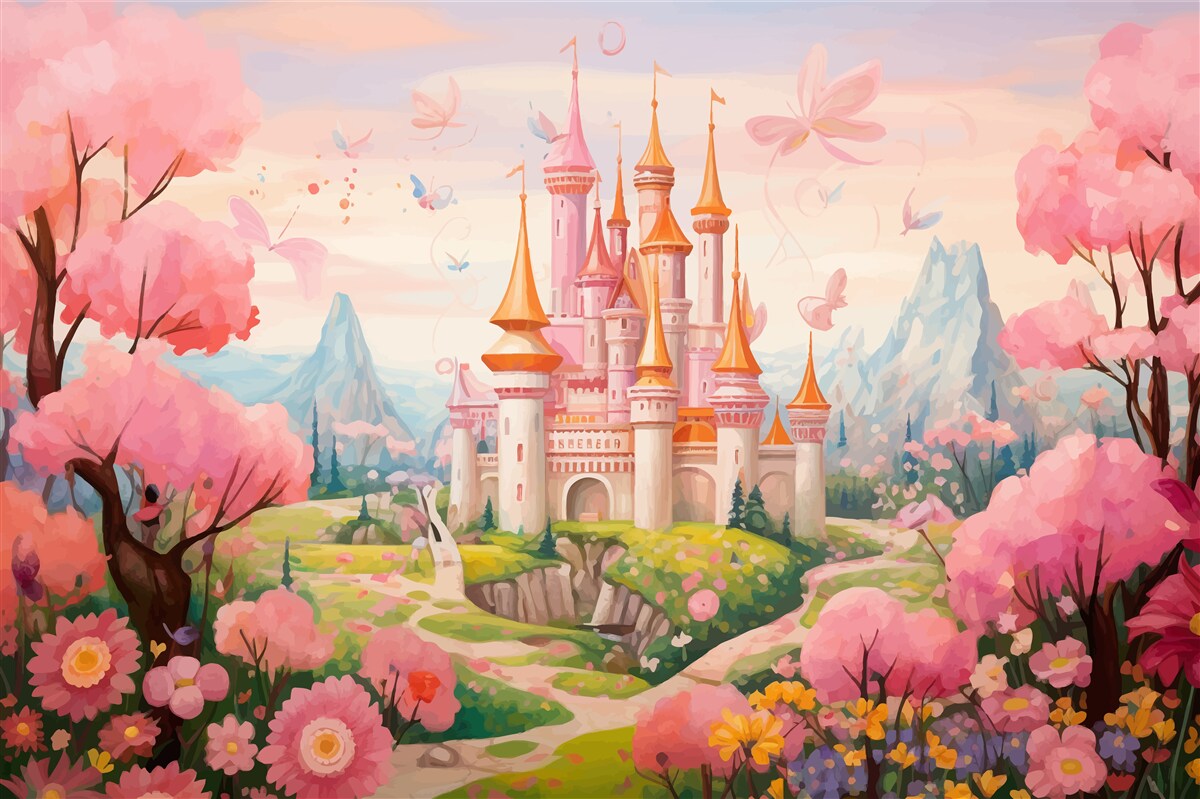 Fototapet un castel dintr-un basm disney