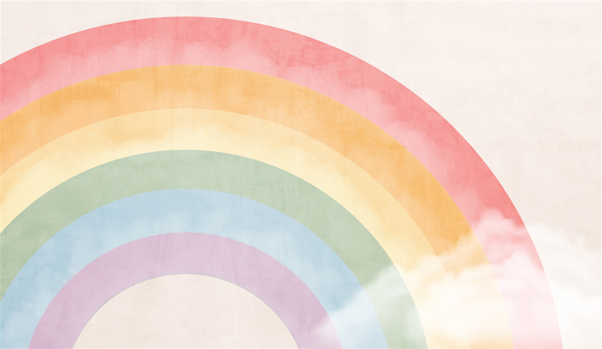 Fototapet un arc magnific de flori printre nori