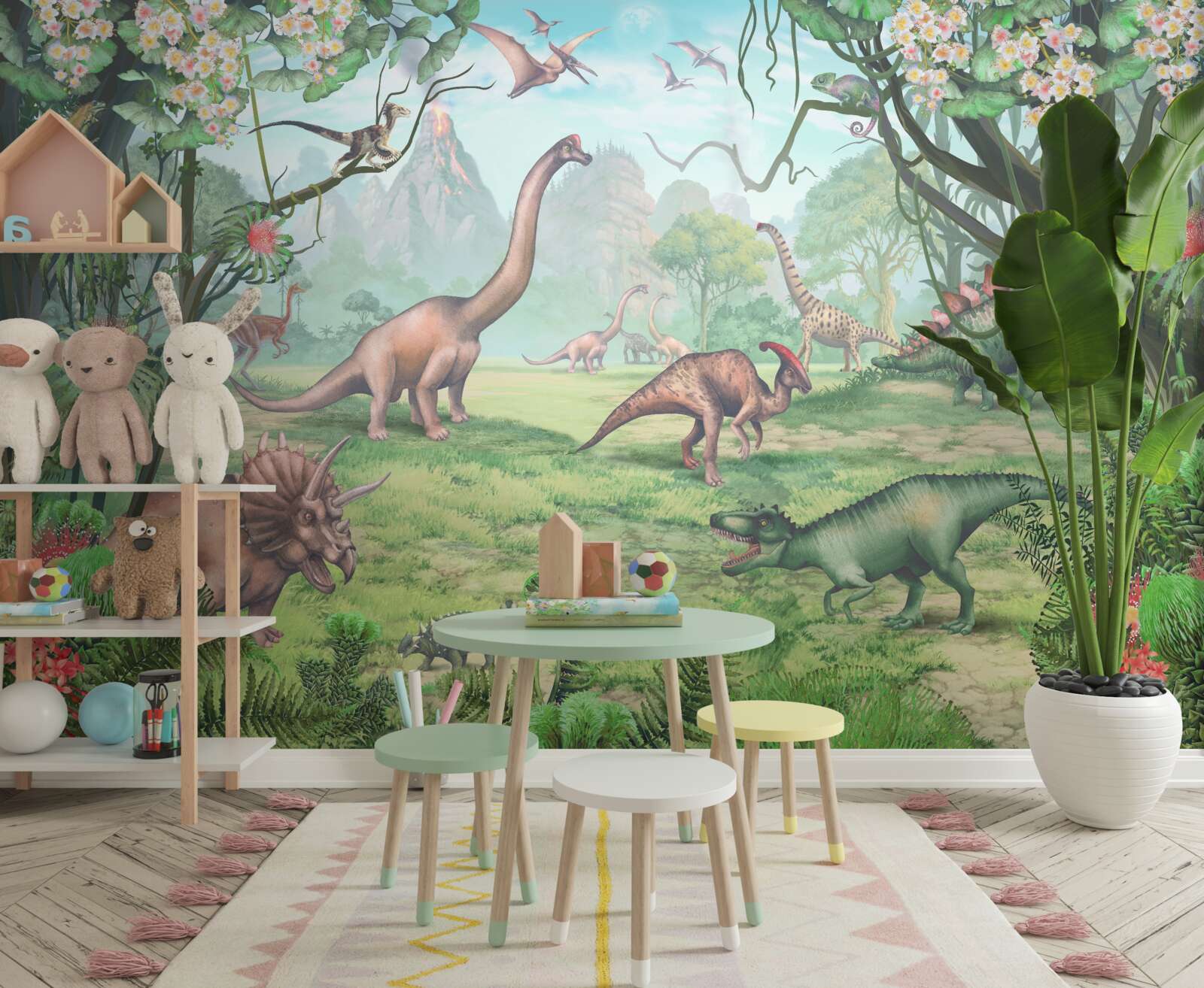 Fototapet dinozauri ambulanți