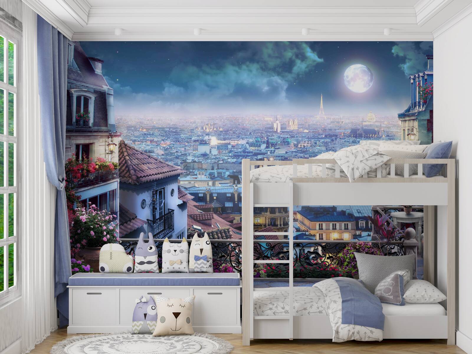 Fototapet panorama Parisului adormit de la un balcon