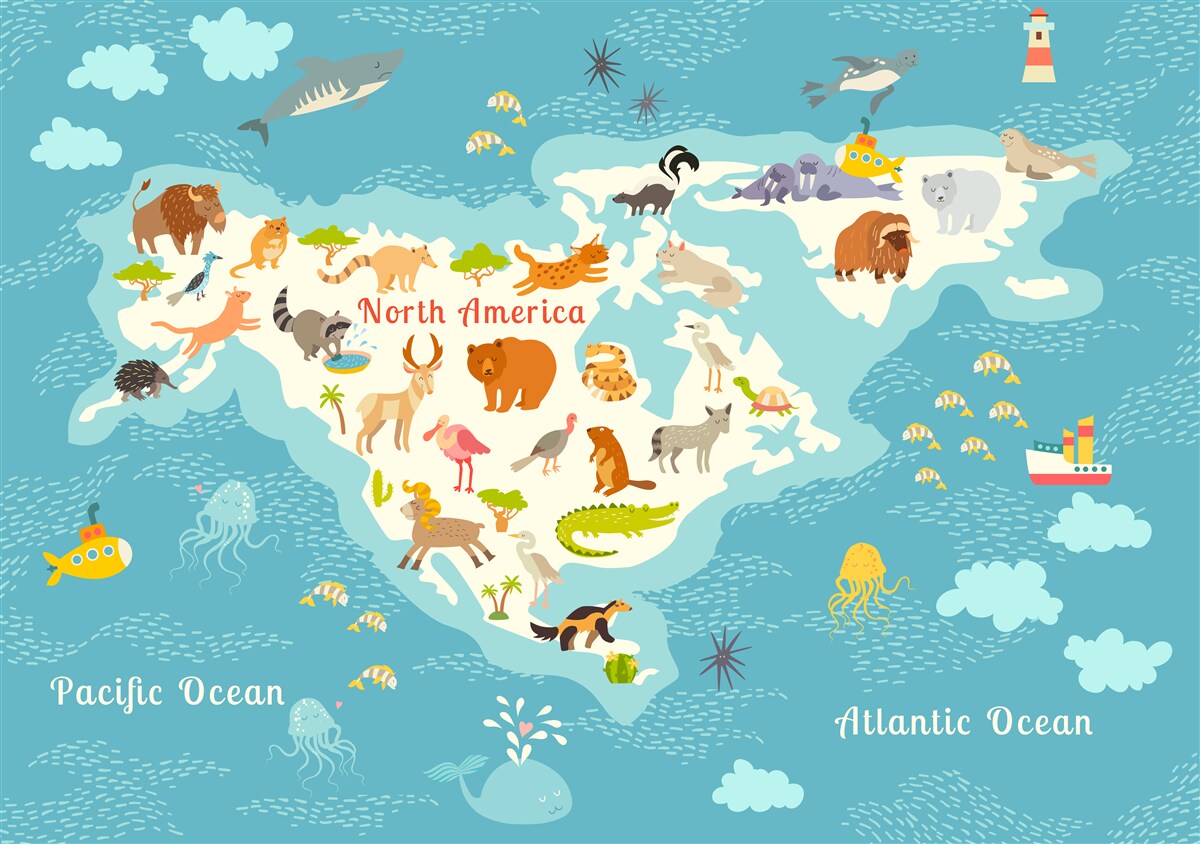 Fototapet harta popoarelor din America de Nord