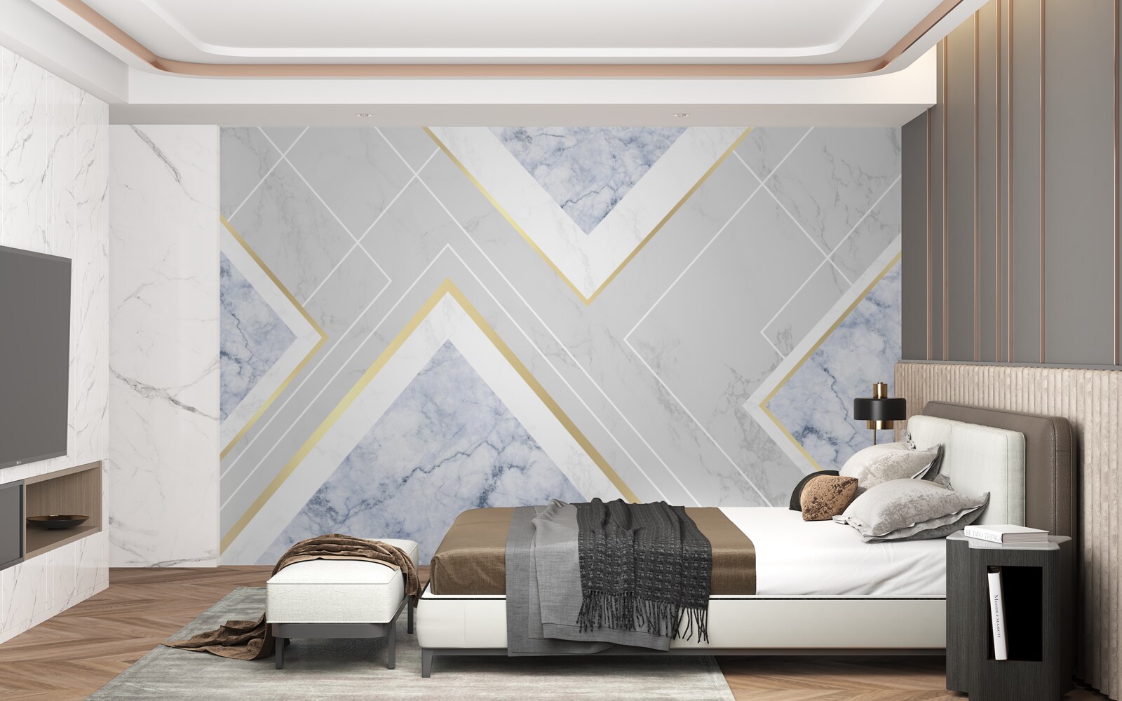 Fototapet modele geometric corecte pe o suprafață de marmură