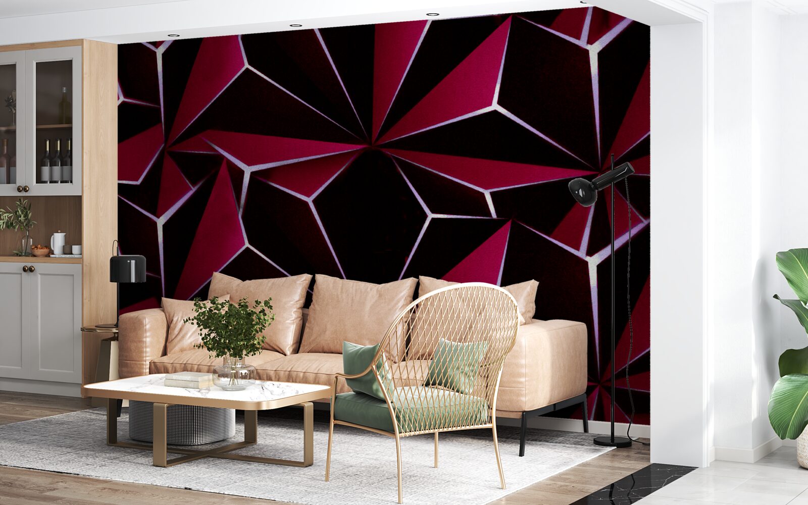 Fototapet piramide tridimensionale burgundy