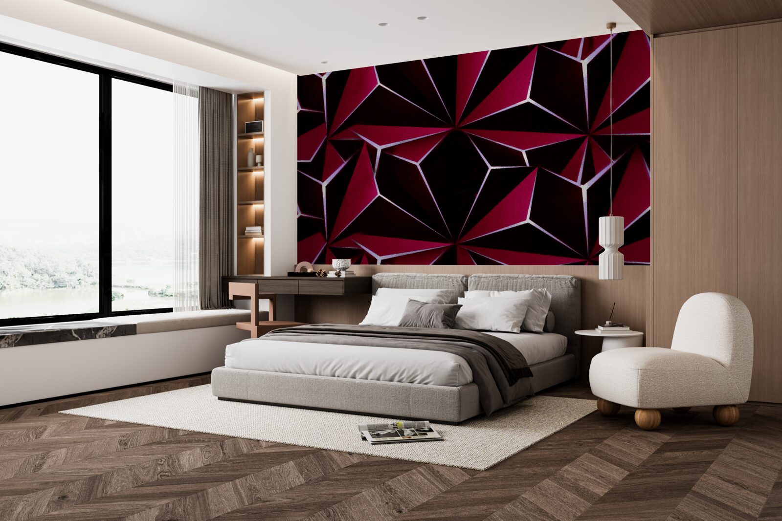 Fototapet piramide tridimensionale burgundy