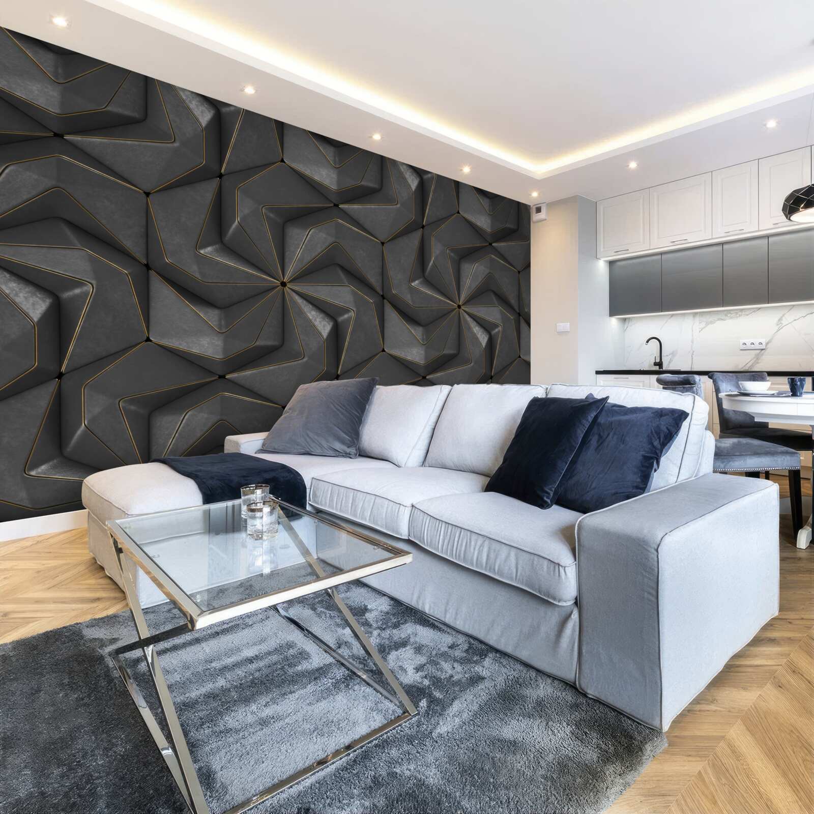Fototapet fundal de forme geometrice negre