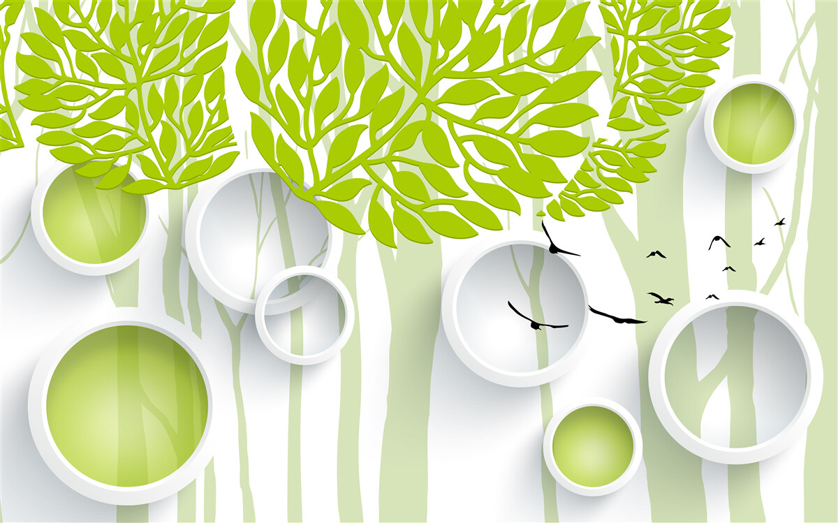 Fototapet imagine abstractă a copacilor de primăvară cu culoare verde deschis