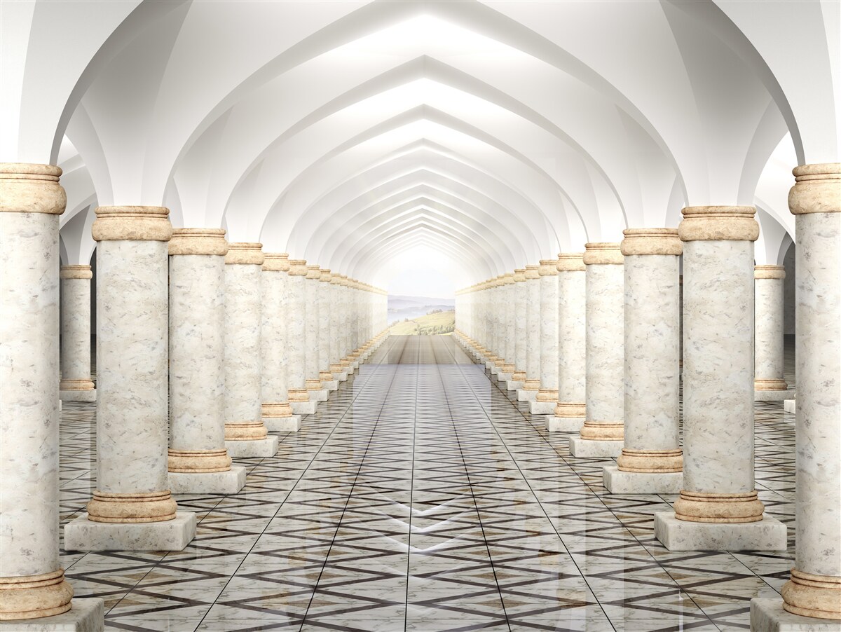 Fototapet un tunel fără sfârșit presărat cu coloane