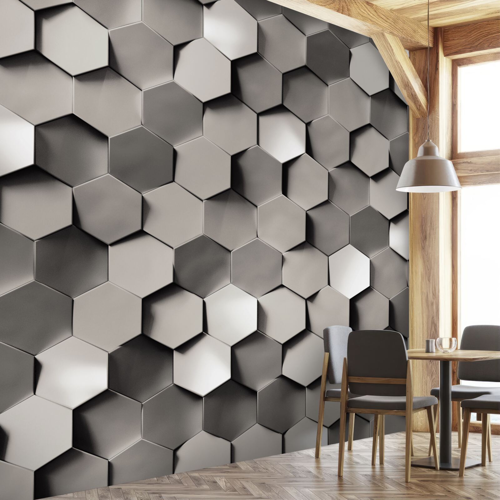 Fototapet pentagoni gri 3d