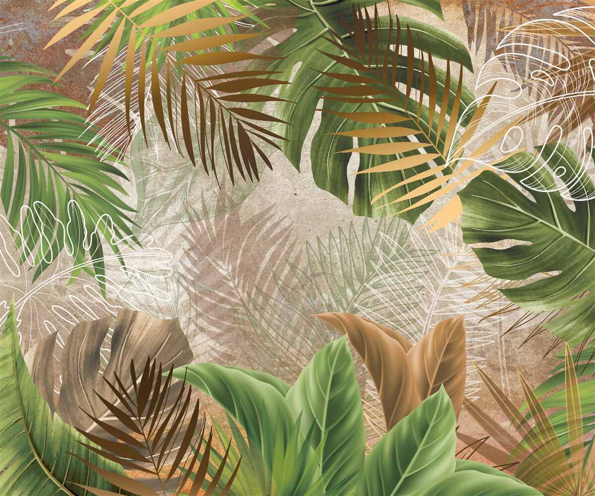 Fototapet lame mari de frunze din pădurile tropicale