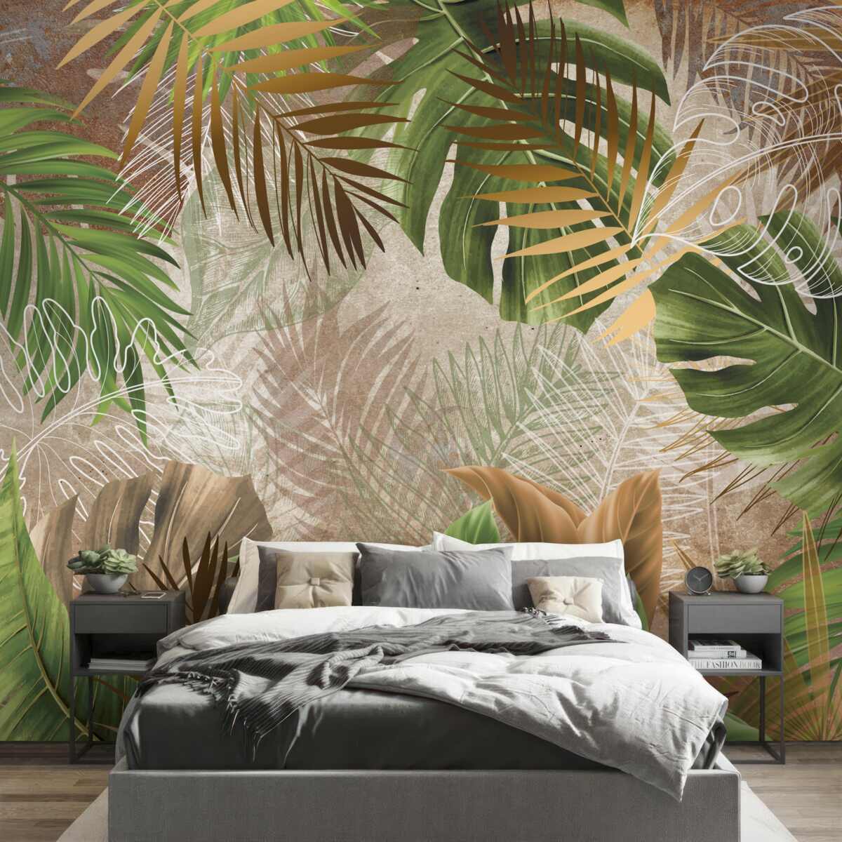 Fototapet lame mari de frunze din pădurile tropicale