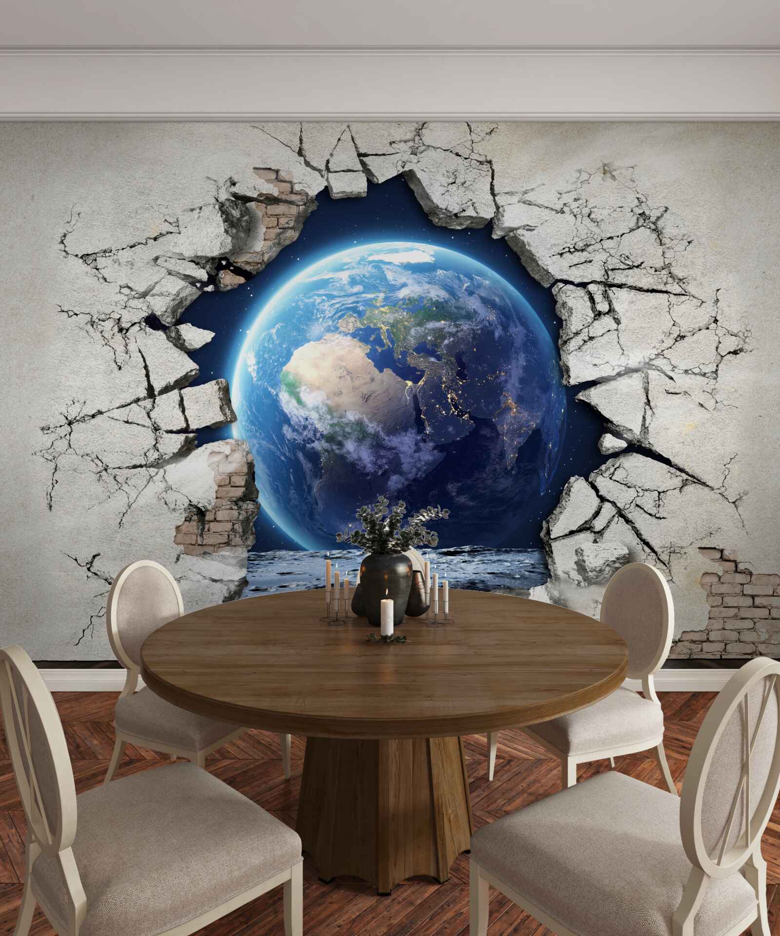 Fototapet planeta din spatele zidului