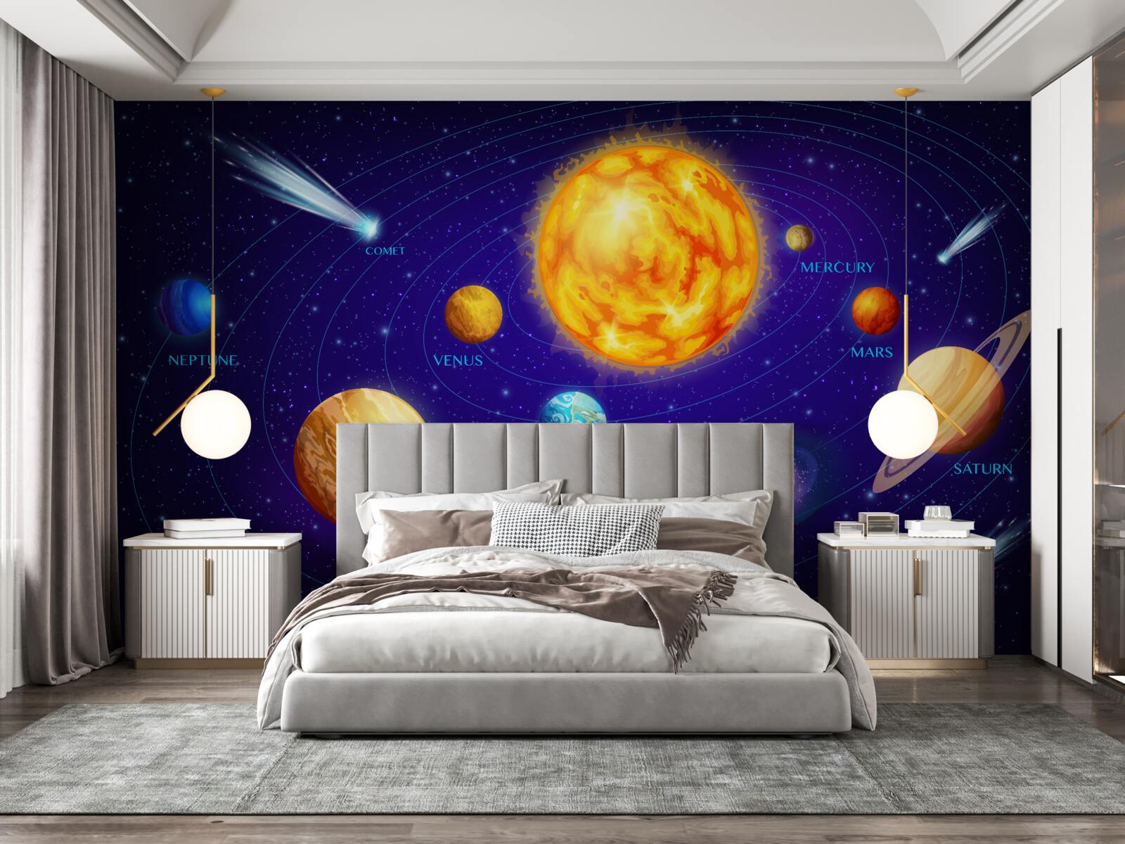 Fototapet dimensiunile planetelor din univers