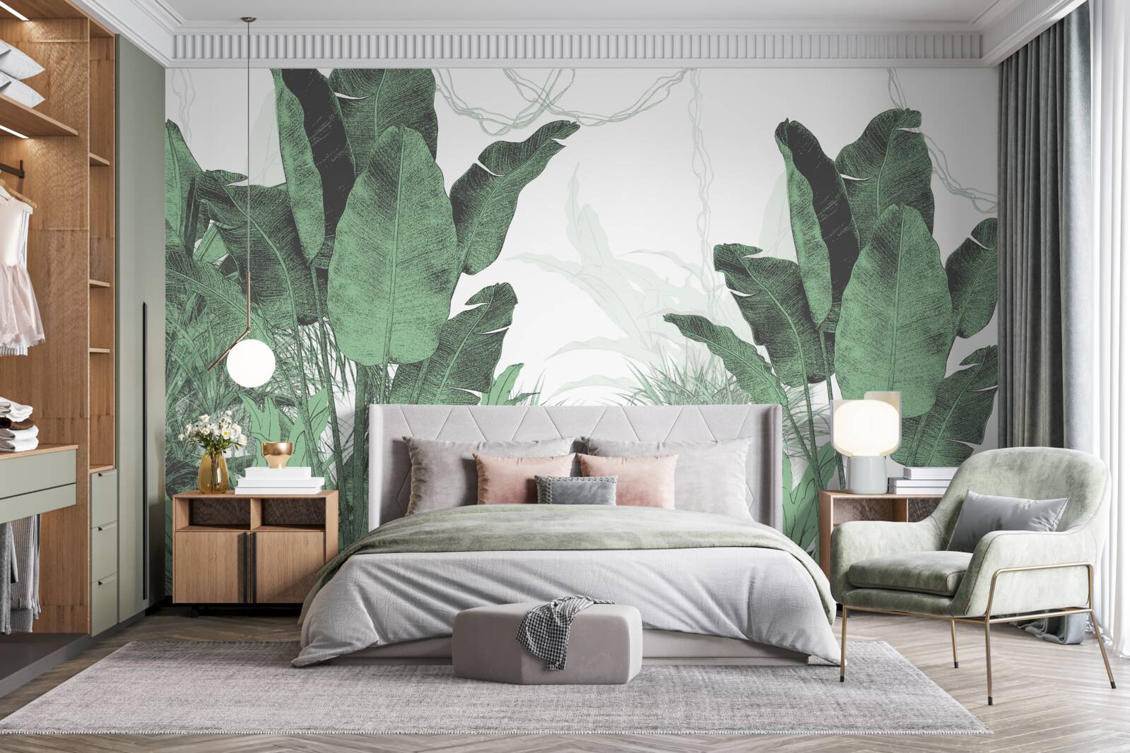 Fototapet frunze tropicale mari de dimensiuni considerabile