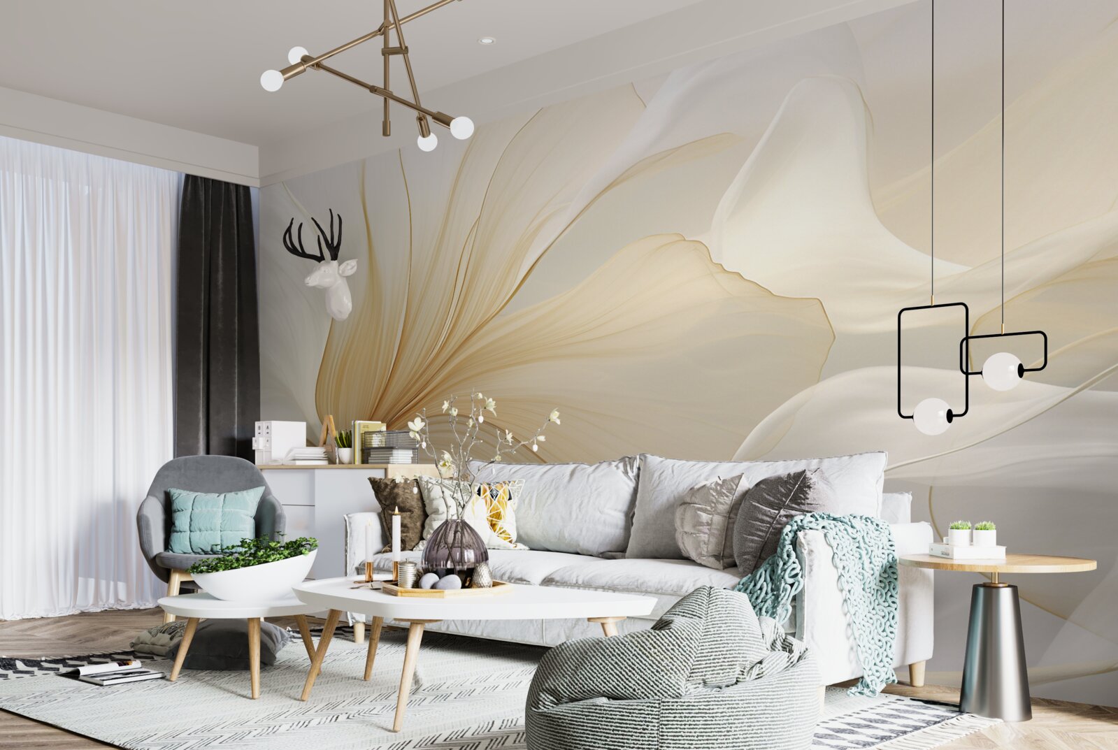 Fototapet marmură deschisă, decorată cu modele elegante