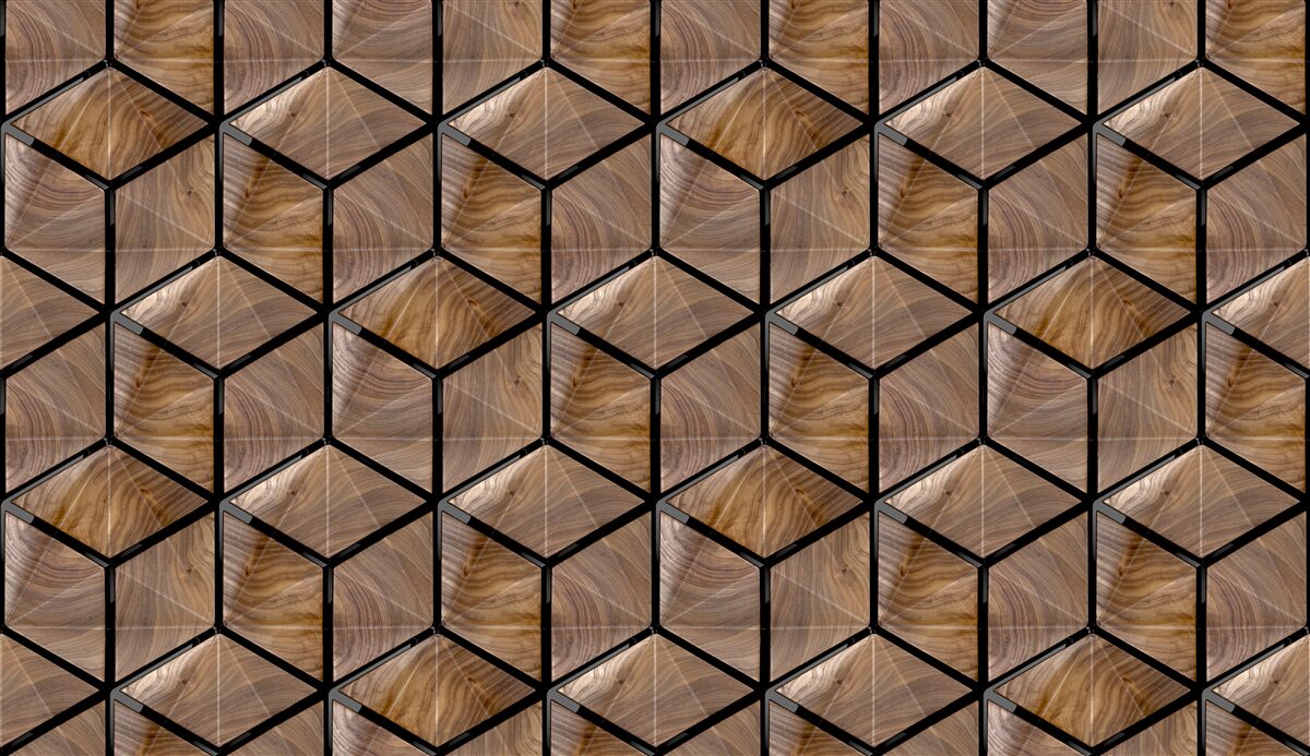 Fototapet modele de forme geometrice pe parchet