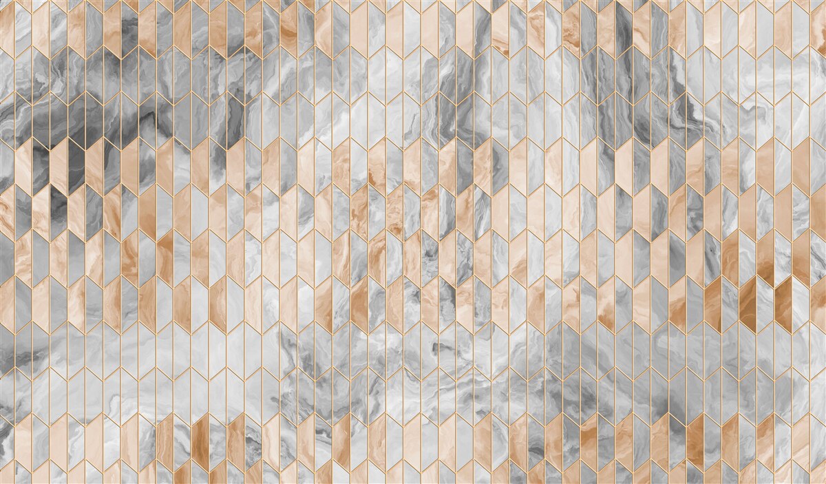 Fototapet compoziție geometrică auriu-gri pe o suprafață de marmură