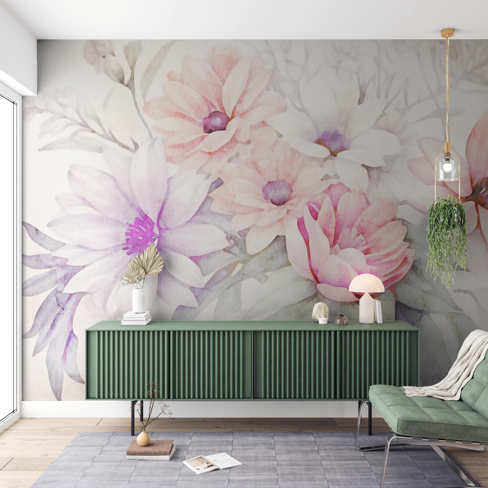 Fototapet acuarelă muguri de flori delicate