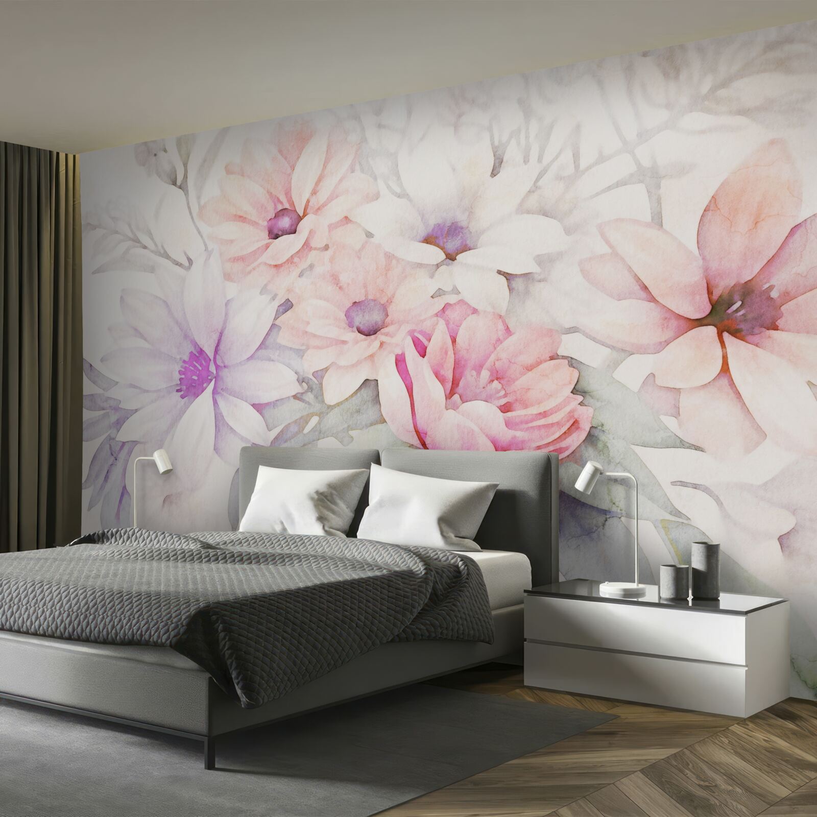 Fototapet acuarelă muguri de flori delicate