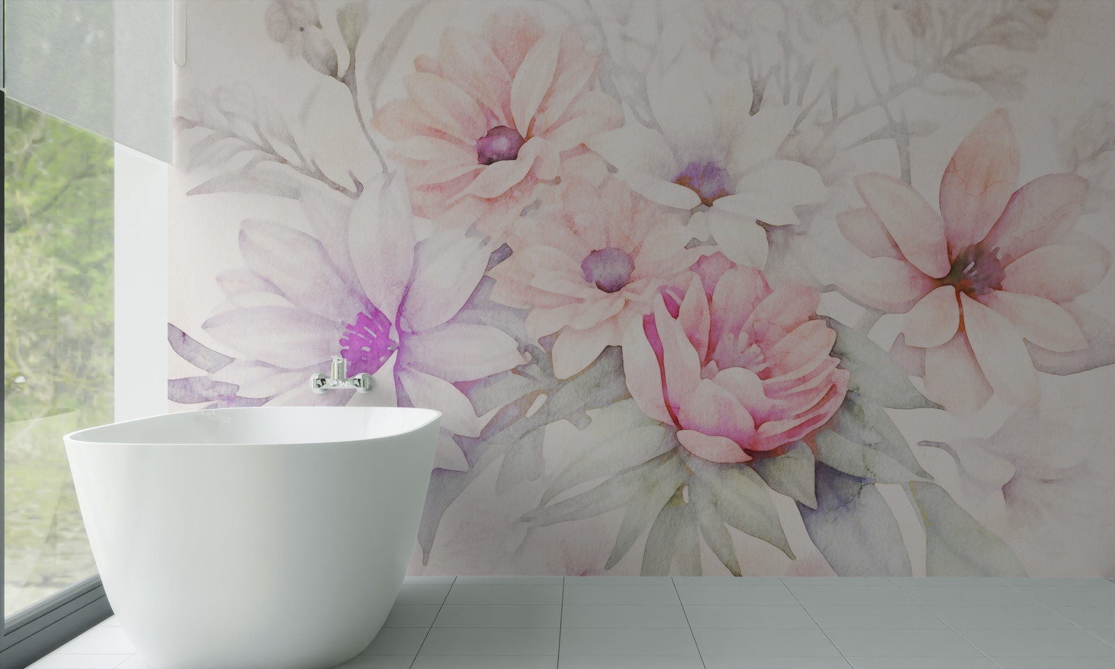 Fototapet acuarelă muguri de flori delicate