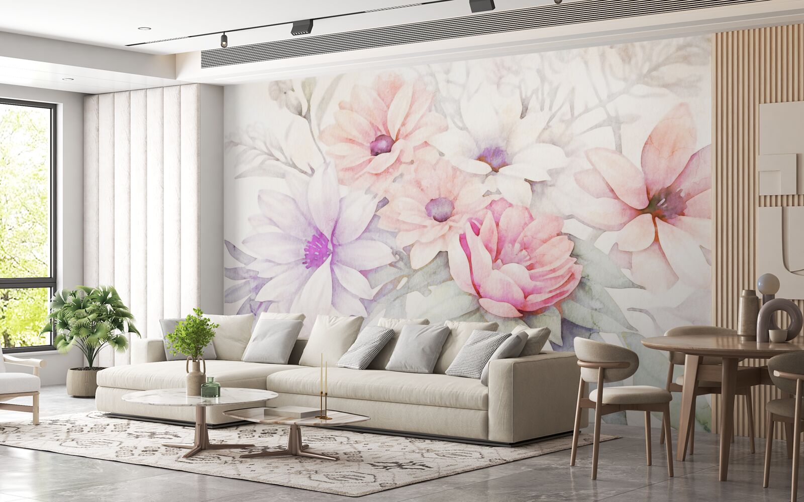 Fototapet acuarelă muguri de flori delicate