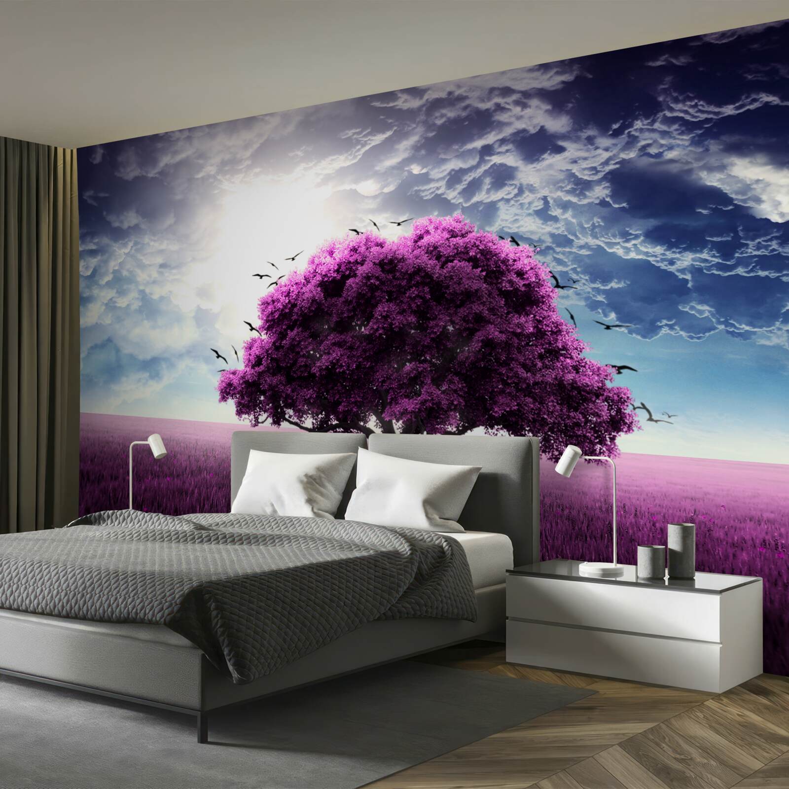 Fototapet copac cu flori de liliac