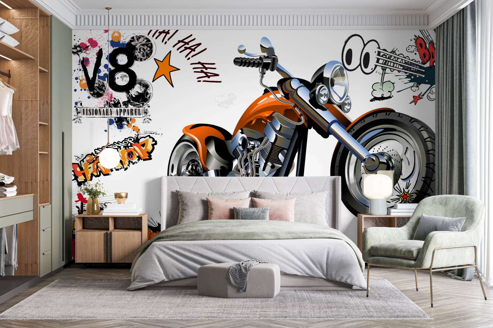 Fototapet motocicletă cu modele de text